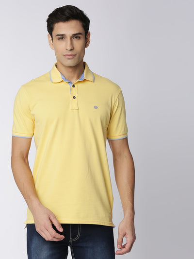 Custard Yellow Pique Lycra Polo T-shirt