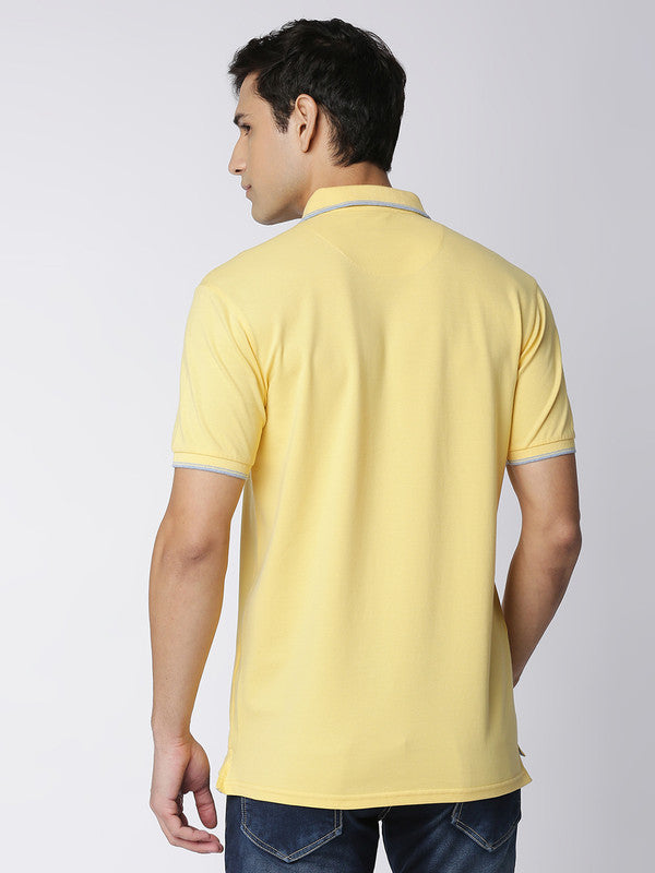 Custard Yellow Pique Lycra Polo T-shirt