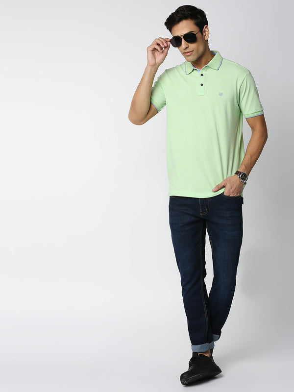 Mint Green Pique Lycra Polo T-shirt