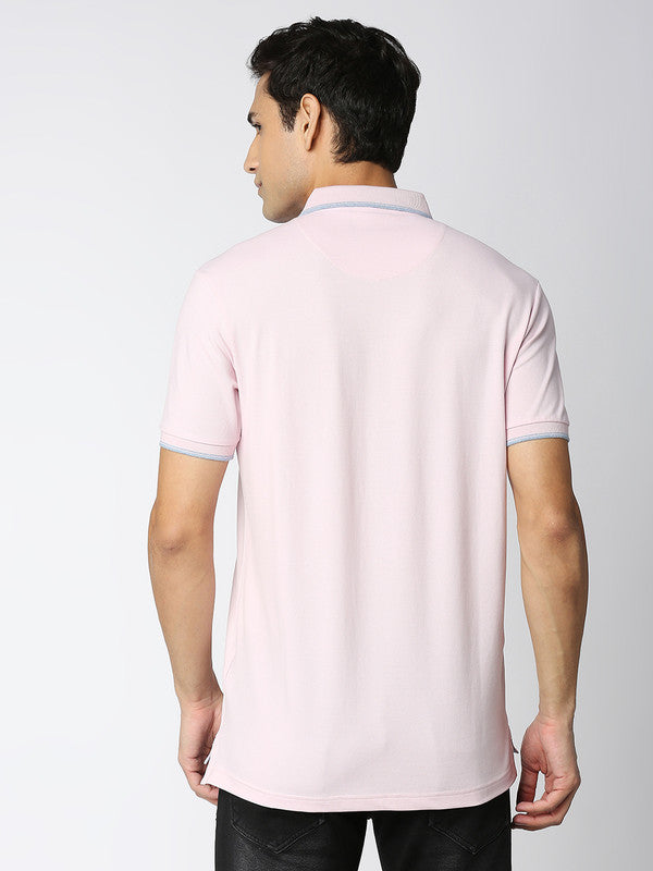 Powder Pink Pique Lycra Polo T-shirt