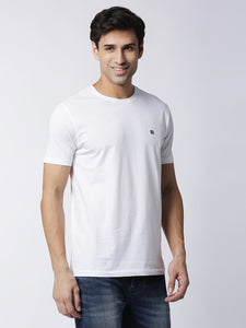 White Jersey Lycra Round Neck T-shirt