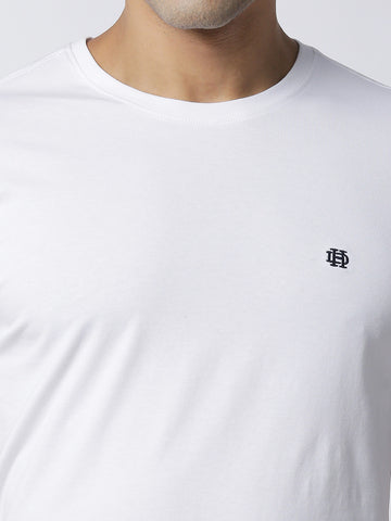 White Jersey Lycra Round Neck T-shirt