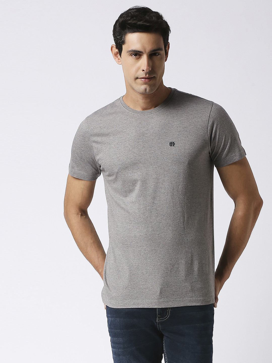 Stone Grey Melange Round Neck T-shirt