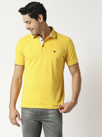 Yellow Cotton Lycra Polo T-shirt