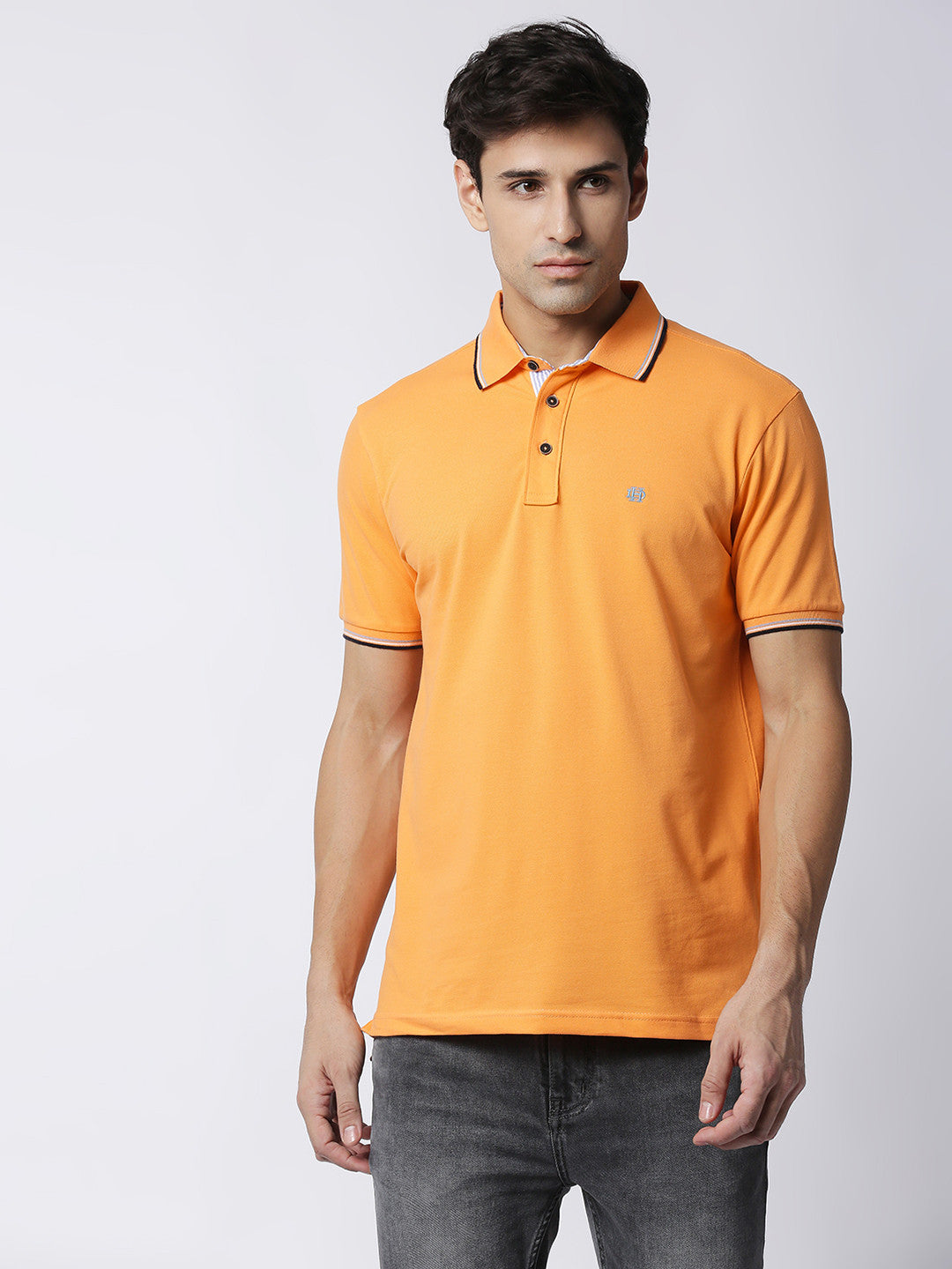 Bright Peach Pique Lycra Polo T-Shirt