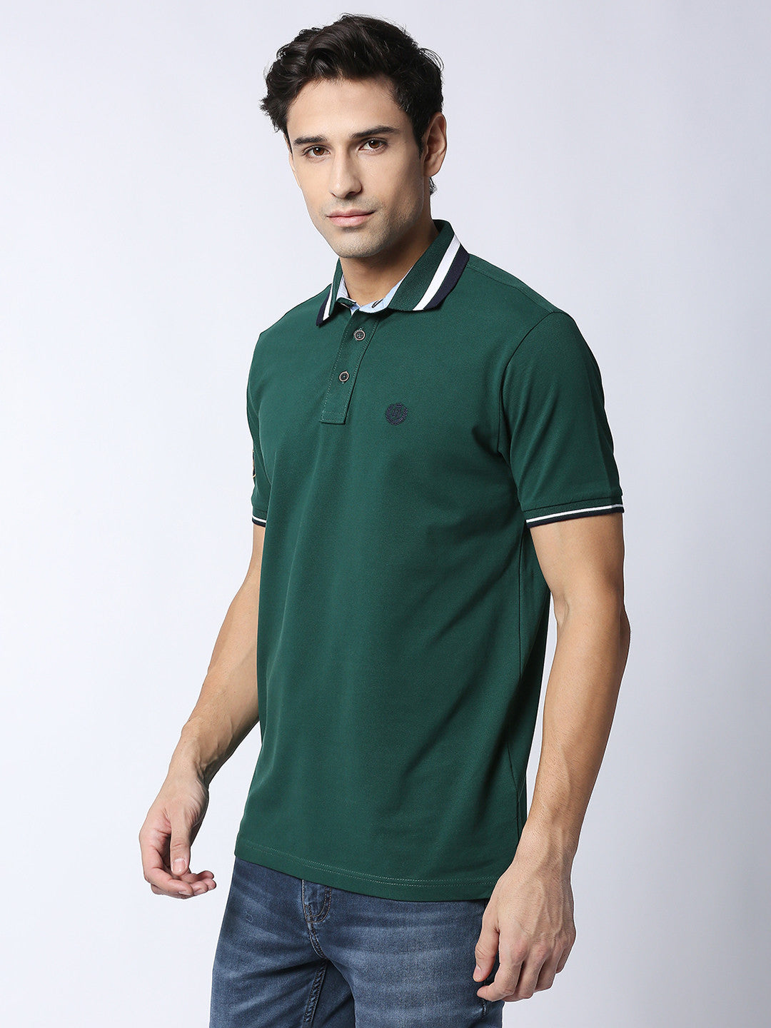 Green Cotton Lycra Polo T-shirt