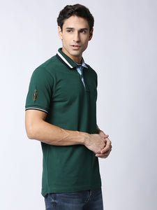 Green Cotton Lycra Polo T-shirt