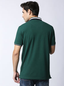 Green Cotton Lycra Polo T-shirt