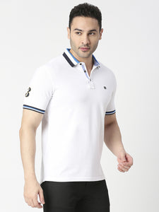White Pique Lycra Polo T-shirt