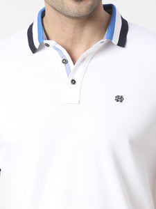 White Pique Lycra Polo T-shirt