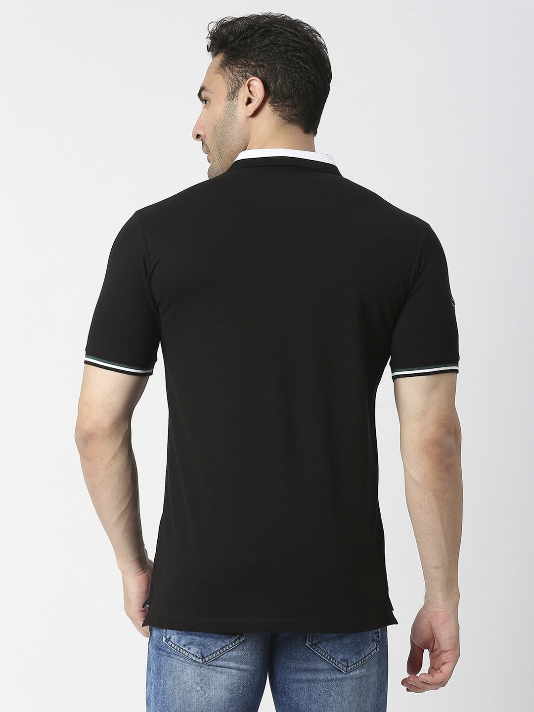 Black Pique Lycra Polo T-shirt