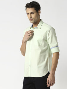 Pistachio Green Oxford Solid Shirt With Pocket