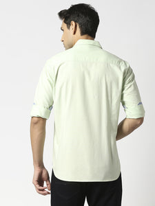 Pistachio Green Oxford Solid Shirt With Pocket