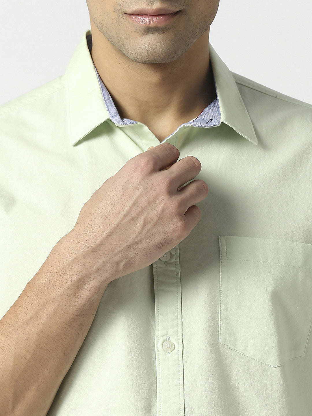 Pistachio Green Oxford Solid Shirt With Pocket
