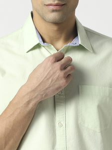 Pistachio Green Oxford Solid Shirt With Pocket