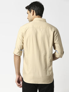 Khaki Premium Cotton Shirt With Pocket