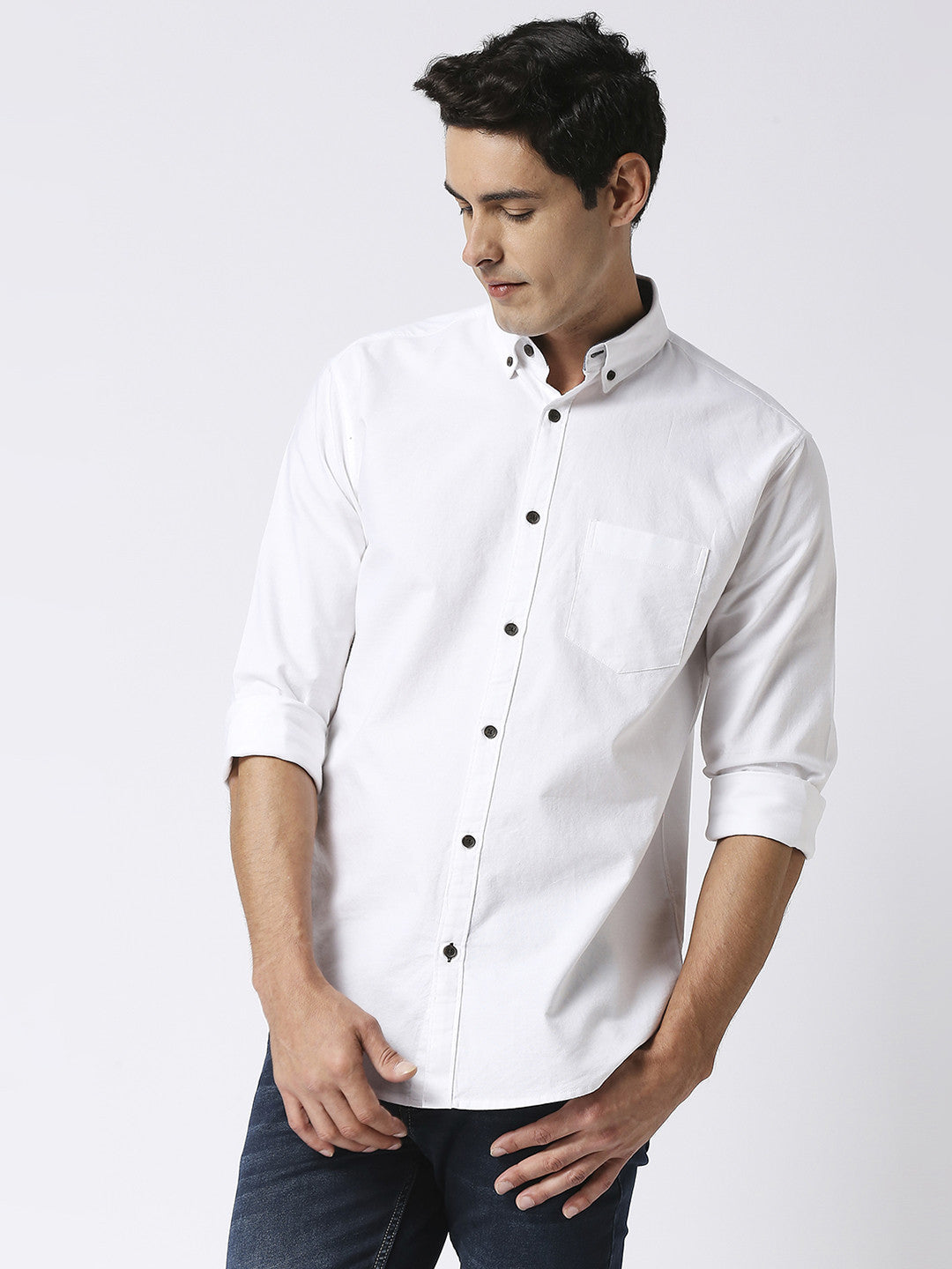 White Oxford Shirt With Pocket