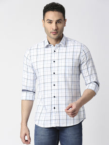 White Premium Cotton Fine Twill Checks Shirt