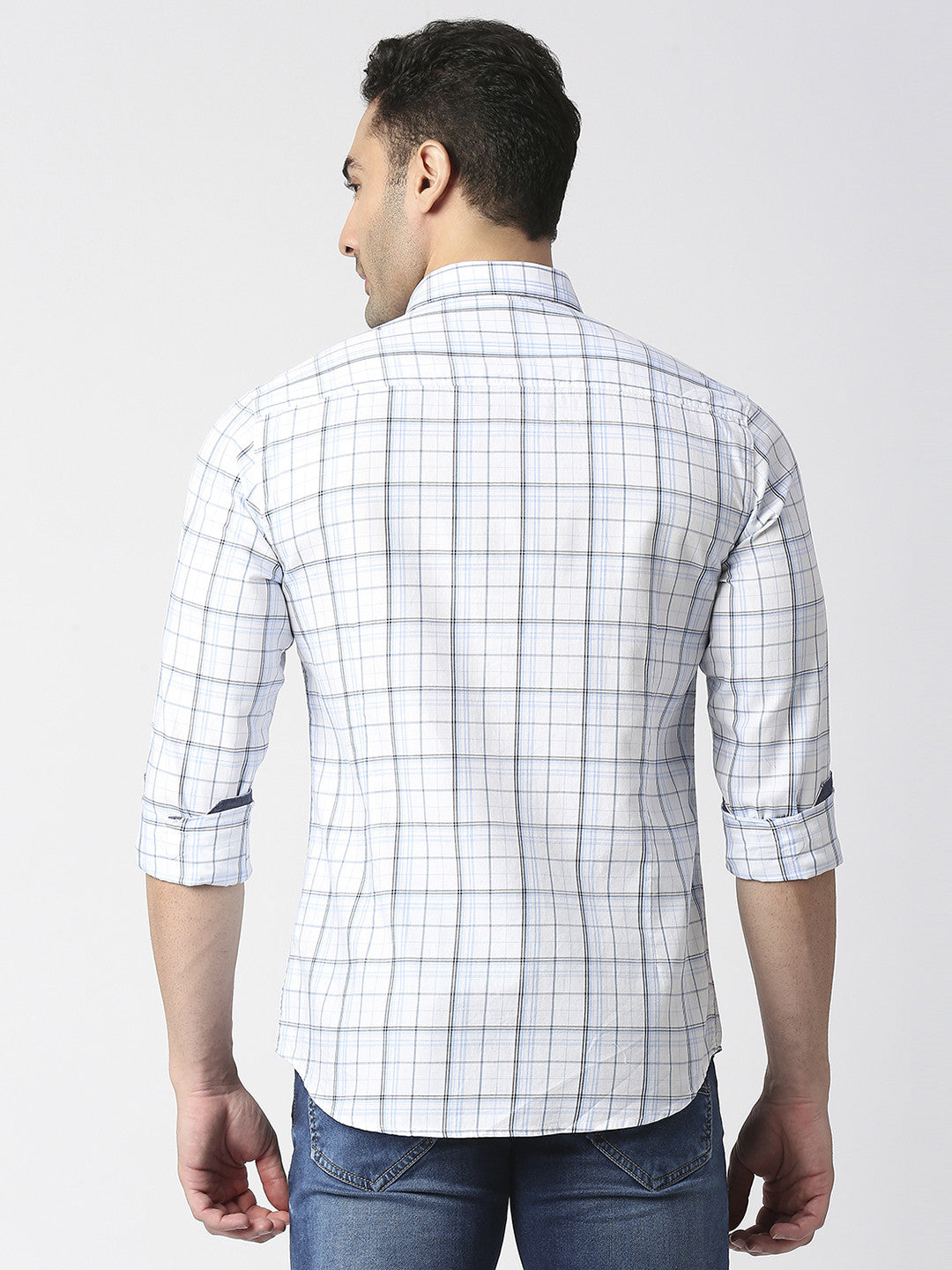 White Premium Cotton Fine Twill Checks Shirt