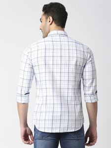 White Premium Cotton Fine Twill Checks Shirt