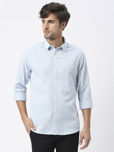 Sky Blue Linen Shirt With Pocket
