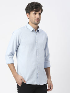 Sky Blue Linen Shirt With Pocket