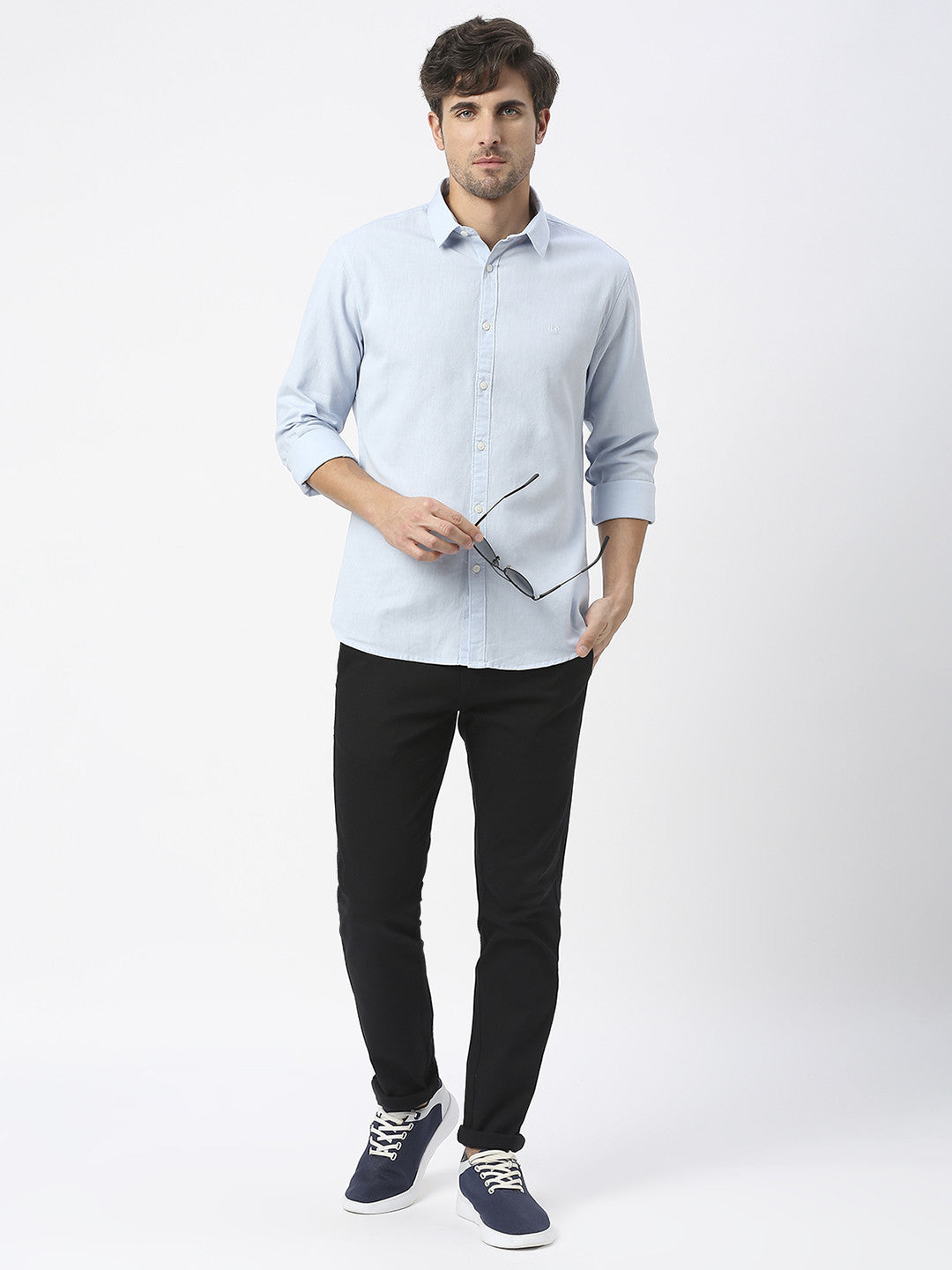 Sky Blue Linen Shirt With Pocket