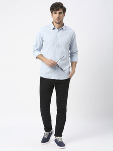 Sky Blue Linen Shirt With Pocket