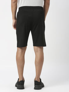 Black Tencel Lycra Shorts With Zipped Pocket