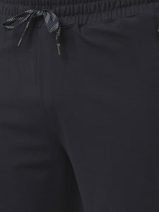 Navy Tencel Lycra Shorts With Zipped Pocket