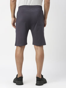 Charcoal Grey Tencel Lycra Shorts With Zipped Pocket