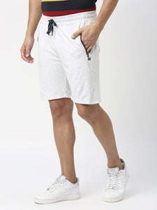 Ecru Tencel Lycra Shorts With Zipped Pocket