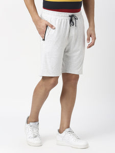 Ecru Tencel Lycra Shorts With Zipped Pocket