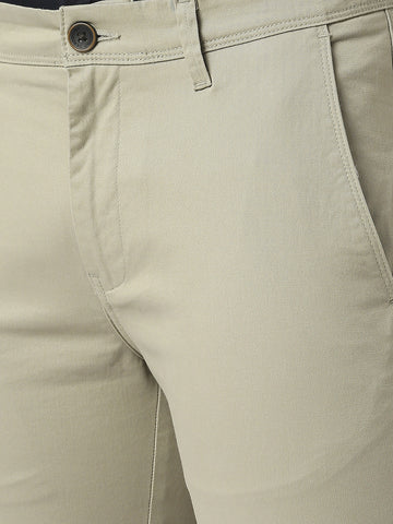 Pistachio Solid Cotton Shorts