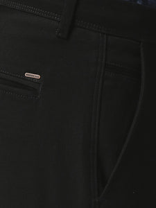 Black Slim Tapered Cotton Dobby Lycra Trouser