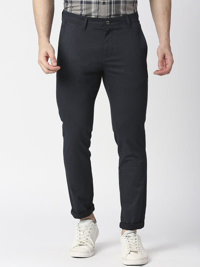 Navy Slim Tapered Cotton Stretch Trouser