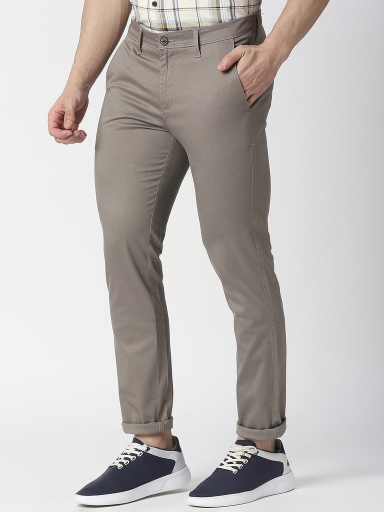 Grey Slim Tapered Cotton Stretch Trouser