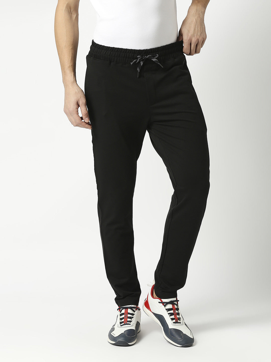 Black French Terry Lycra Track Pants
