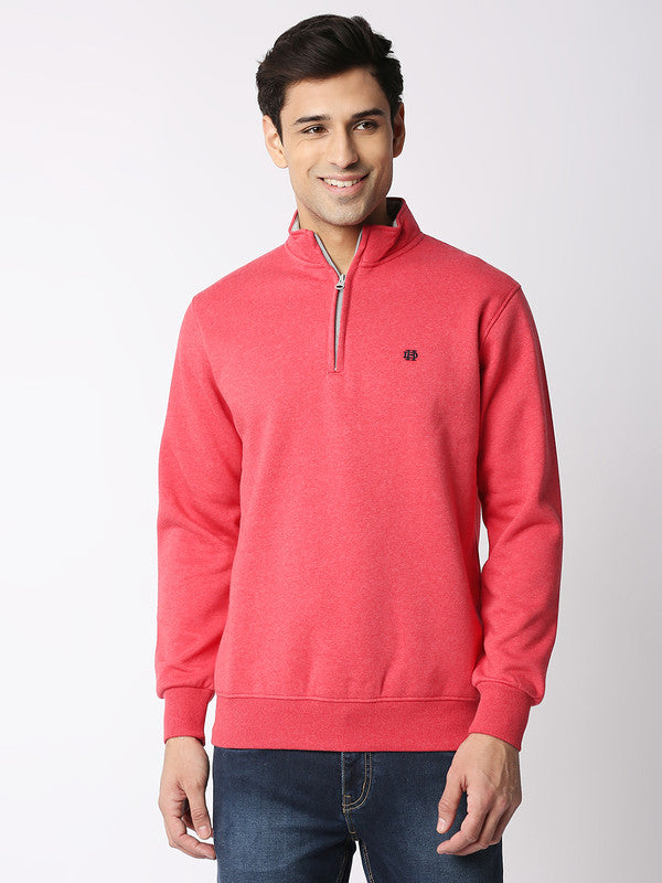 Red Melange Half-Zip Sweatshirt